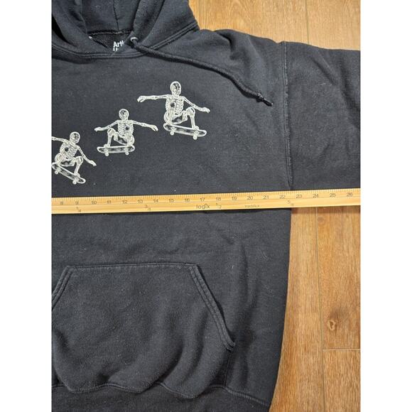 Artist Union Skeleton Skateboarding Hoodie Men Small Black Fleece Pullover - Picture 5 of 6